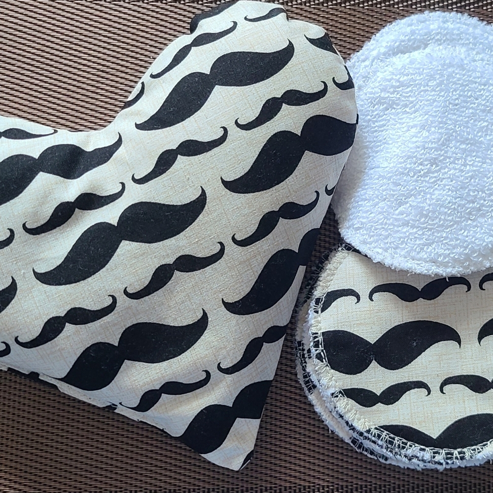 Mustache Print Heart Pillow and Pads